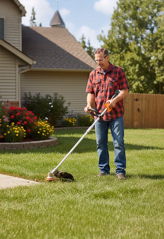 Grass trimming with grass trimmer