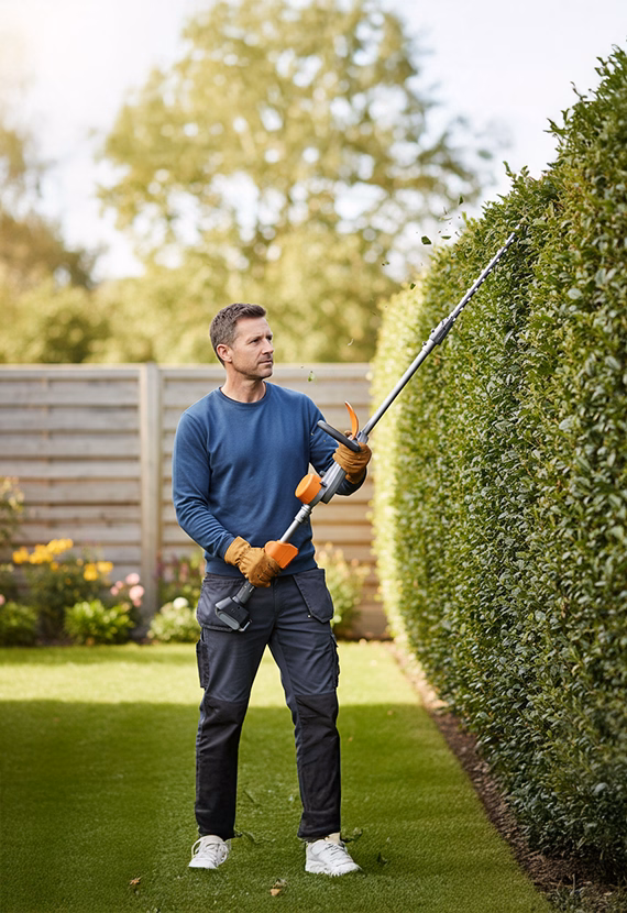 Hedge trimming with hedge trimmer